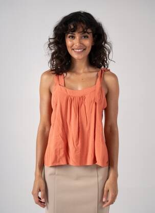 Top col carré fines bretelles orange LOLA ESPELETA femme