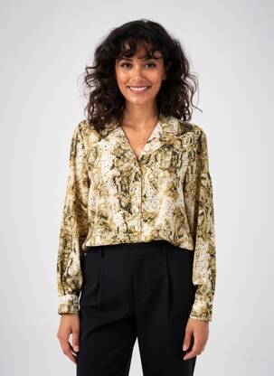 Chemisier tissage crêpe manches longues marron CREAM femme