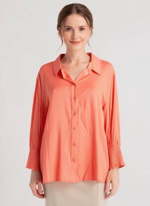 Chemisier coupe fluide manches longues orange CREAM femme