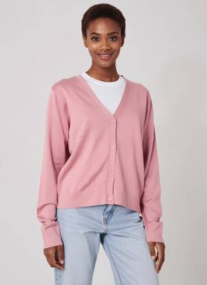 Gilet manches longues fermeture boutonnée sur le devant rose LOSAN femme