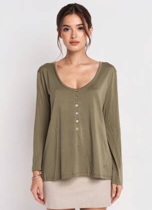 Top manches longues manches longues vert PLEASE femme