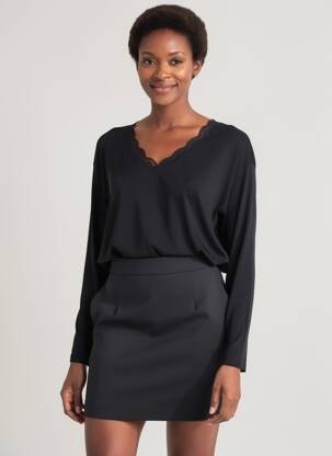 Top manches longues manches longues noir LOSAN femme