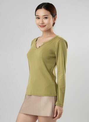 Top manches longues manches longues vert CREAM femme