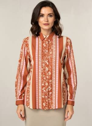 Chemisier tissage crêpe manches longues rouge CREAM femme