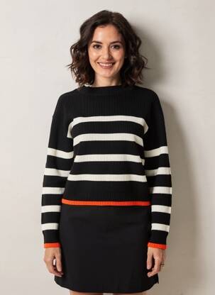 Pull resserrée sur le bas manches longues noir LOSAN femme