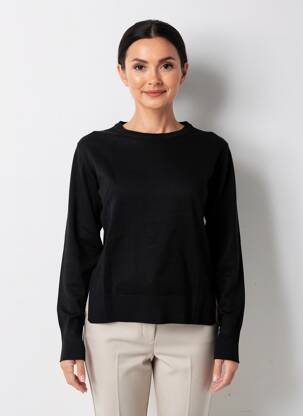 Pull coupe droite manches longues noir LOSAN femme