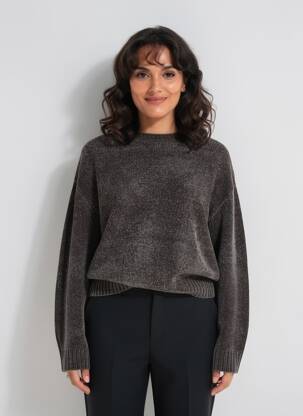 Pull resserrée sur le bas manches longues gris LOSAN femme