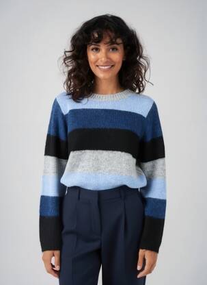 Pull coupe droite manches longues bleu SOYACONCEPT femme