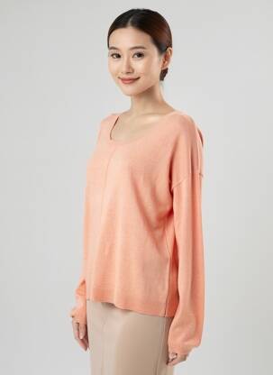Pull resserrée sur le bas manches longues orange CREAM femme