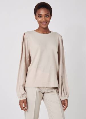 Pull coupe droite manches longues beige CREAM femme