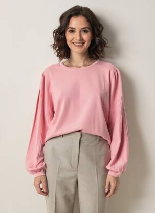 Pull coupe droite manches longues rose CREAM femme