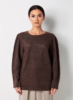 Pull coupe droite manches longues marron CREAM femme