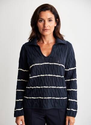 Pull coupe droite manches longues bleu CREAM femme