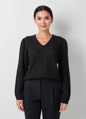 Pull maille ajourée manches longues noir LOLA ESPELETA femme