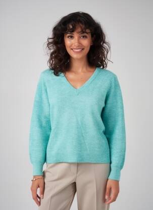 Pull col v manches longues bleu CREAM femme