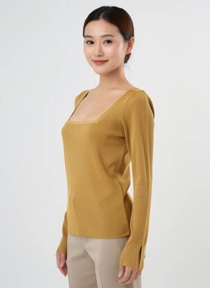 Pull coupe cintrée manches longues or LOLA ESPELETA femme