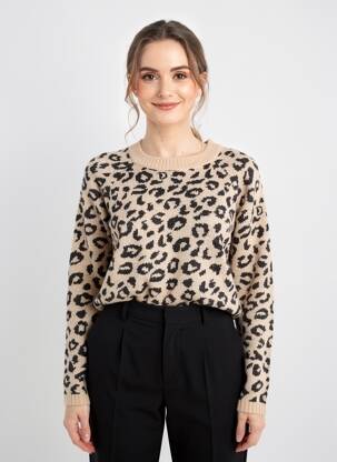 Pull coupe droite manches longues marron LOSAN femme