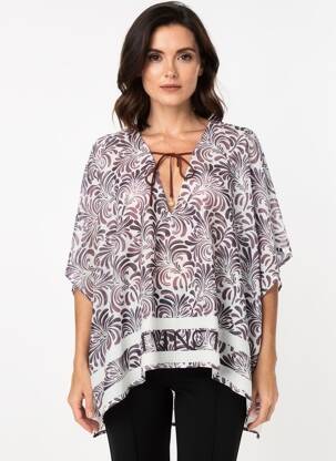 Poncho col v marron TWINSET femme