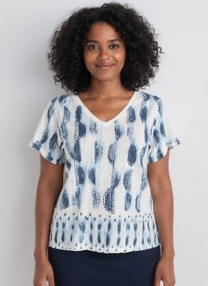 T-shirt imprimé fantaisie manches courtes bleu ANANKE femme