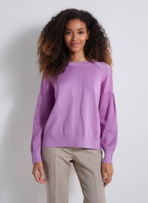 Pull resserrée sur le bas manches longues violet REPEAT femme
