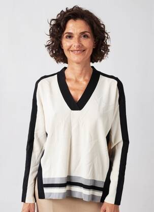 Pull coupe droite manches longues beige ELENA MIRO femme
