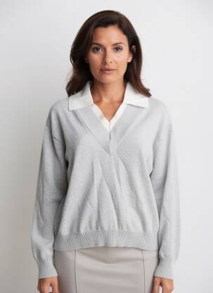 Pull tissage chiné manches longues gris TWINSET femme