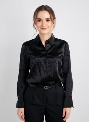 Chemisier coupe fluide manches longues noir HERZEN'S ANGELEGENHEIT femme