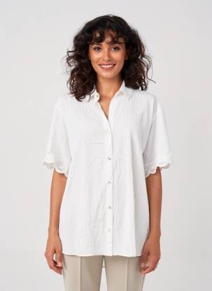 Chemisier tissage crêpe manches courtes beige WATERCULT femme