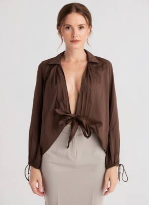 Tunique manches longues légère et transparente marron TWINSET femme