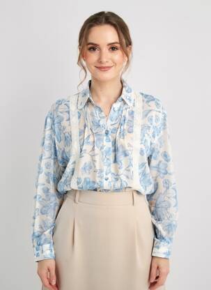 Chemisier imprimé fleurs manches longues bleu TWINSET femme
