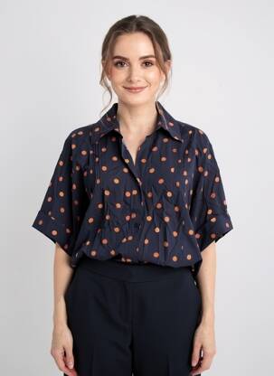 Chemisier imprimé fantaisie manches courtes bleu WATERCULT femme