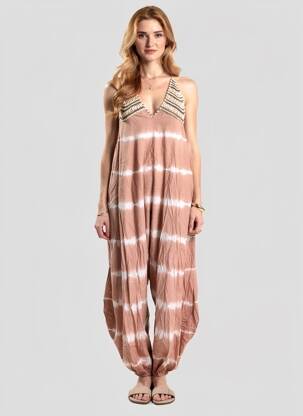 Combi-pantalon fines bretelles fines bretelles rose BELLE & TOILE femme