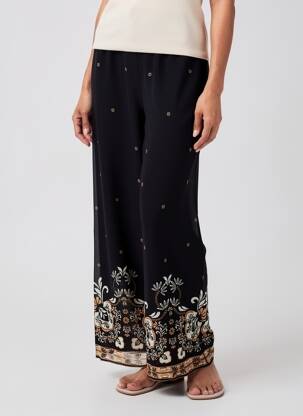 Pantalon droit tissage crêpe taille normale noir TWINSET femme