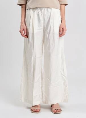 Pantalon large tissage popeline taille normale beige TWINSET femme