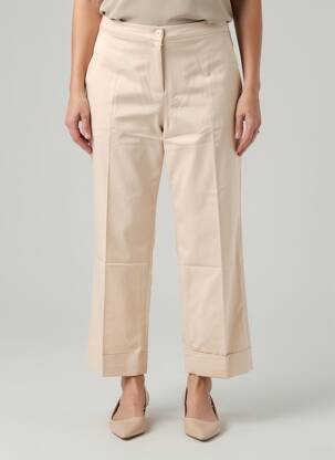 Pantalon 7/8 taille à pinces taille normale rose ELENA MIRO femme