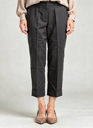 Pantalon 7/8 taille à pinces taille normale noir ELENA MIRO femme