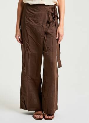 Pantalon large tissage popeline taille normale marron TWINSET femme