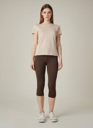 Legging effet matière satinée taille normale marron SHAN femme