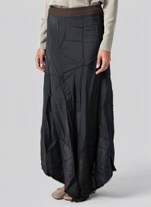 Jupe longue coupe asymétrique marron KUXO femme