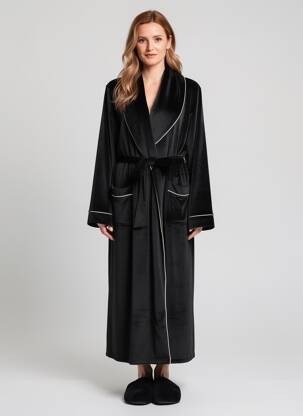 Robe de chambre poches noir LORMAR femme