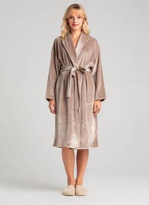 Robe de chambre manches longues marron ARUELLE femme