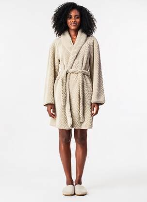 Robe de chambre manches longues beige ARUELLE femme