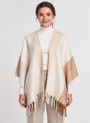 Poncho col v beige TWINSET femme