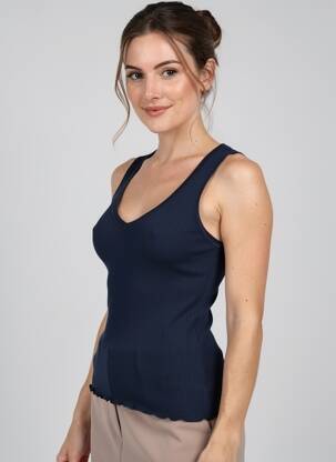 Débardeur stretch sans manche bleu VITTORIA B femme