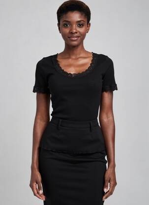 T-shirt stretch manches courtes noir VITTORIA B femme
