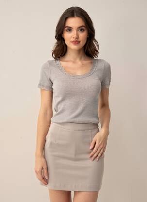 T-shirt stretch manches courtes noir VITTORIA B femme
