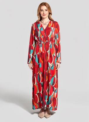 Robe longue manches longues manches longues rouge SURKANA femme