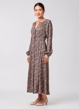 Robe longue manches longues manches longues noir C'EST BEAU LA VIE femme