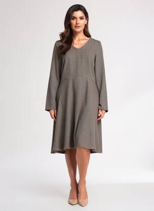 Robe mi-longue manches longues manches longues marron ESCORPION femme