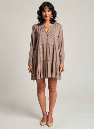 Robe courte manches longues manches longues beige SURKANA femme
